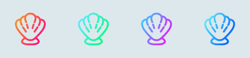 Shell line icon in gradient colors. Tropical signs vector illustration.