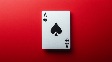 Ace of spades card, red background, gambling game