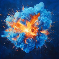 Obraz premium Vibrant cosmic explosion of blue and orange colors in space