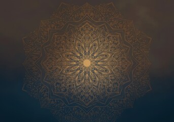 Intricate gold mandala on subtle gradient background with ornamental details
