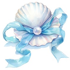 Fototapeta premium Blue coquette white clam and a pearl invertebrate accessories accessory.