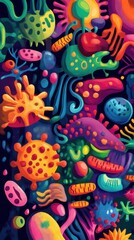 Fototapeta premium Vibrant Colorful Abstract Microbial Life Forms
