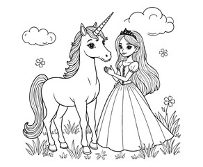 Coloring page The Unicorn and Princess © ArifulIslam