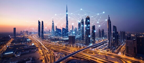 Smart City Network Dusk Aerial
