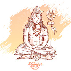 Lord shiva with indian god of hindu for maha shivratri background