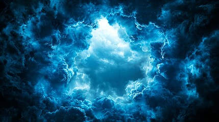Fototapeta premium Dark Blue Clouds with Bright Central Opening