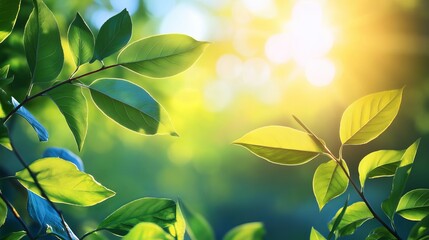 Obraz premium Close Up of a Leaf Illuminated by Sunlight Filtering Through Green Foliage Creating a Beautiful Natural Scene That Evokes Feelings of Tranquility and Connection to the Outdoors