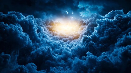 Fototapeta premium Dark Blue Cloudscape with Bright Light