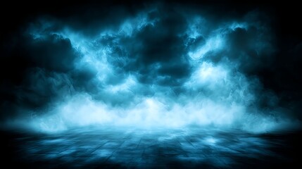 Obraz premium Dark Blue Cloudy Night Sky with Fog