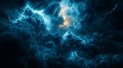 Dark Blue Cosmic Cloudscape Glowing Energy and Mystical