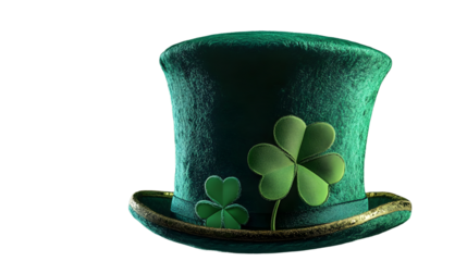 St. Patrick's Day hat with clover on transparent