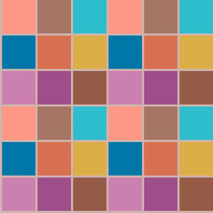 Geometric seamless pattern, checkered design with mute colors and mocha color