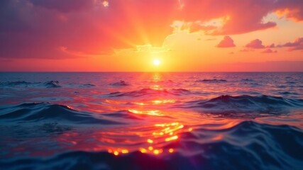 Obraz premium beautiful scarlet sunset in the sea