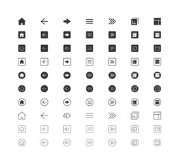 Home, Back, Forward, Hamburger Menu, Breadcrumb, Tab, Sidebar, Navigation Icons set. Minimalistic, Flat Design, Line Icons. Essential Icons and Trending Styles for Mobile Apps, Websites, and Software.