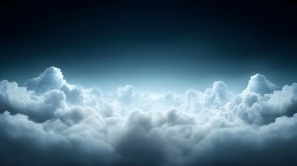 Obraz premium Dark Blue Night Sky Above a Sea of White Clouds