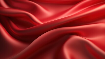 Obraz premium Smooth Red Fabric with Elegant Waves and Soft Texture, Captivating Drapery for Fashion and Design Projects, Abstract Background for Artistry