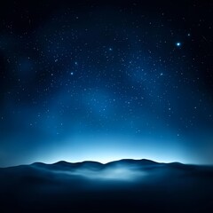 Dark Blue Night Sky with Distant Hills
