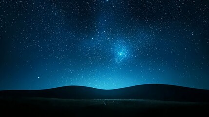 Fototapeta premium Dark Blue Night Sky with Bright Stars over Silhouetted