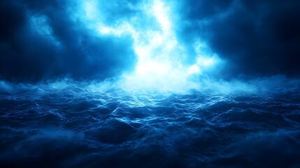 Fototapeta premium Dark Blue Ocean Storm at Night