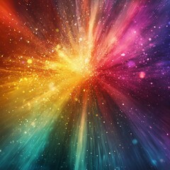 Colorful cosmic explosion with vibrant starburst and sparkling light effects