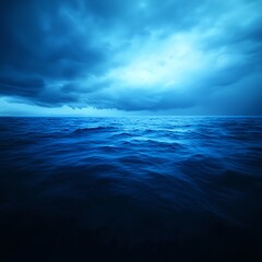 Fototapeta premium Dark Blue Ocean Under Stormy Clouds