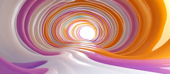 Fototapeta premium Abstract colorful swirl tunnel; light at end; digital art; website banner