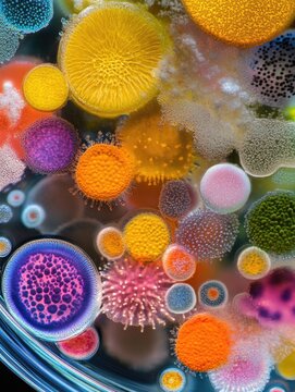Close-up of diverse aquatic algae