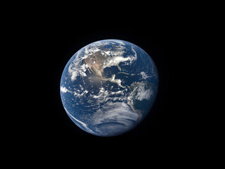 An enchanting perspective captures the beauty of Earth from the cosmos, revealing its stunning blue waters, fluffy white clouds, and diverse landforms that compose our planet&rsquo;s unique landscape