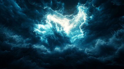 Fototapeta premium Dark Blue Storm Clouds and Bright Light