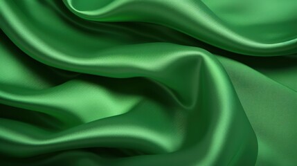 Obraz premium Close-Up View of Vibrant Green Fabric with Smooth Waves and Textures Ideal for Backgrounds, Textiles, and Fashion Design Inspirations