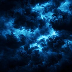 Fototapeta premium Dark Blue Storm Clouds at Night Abstract Background
