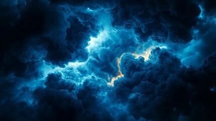 Obraz premium Dark Blue Storm Cloudscape at Night
