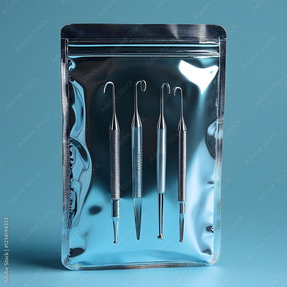 Poster sleek sterilization pouch isolated on a minimalist background designed to securely store instruments