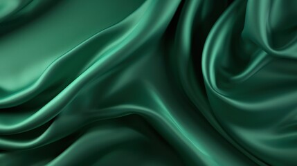 Obraz premium Shiny Green Fabric with Elegant Folds for Backgrounds, Textures, and Design Projects, Perfect for Digital and Print Applications