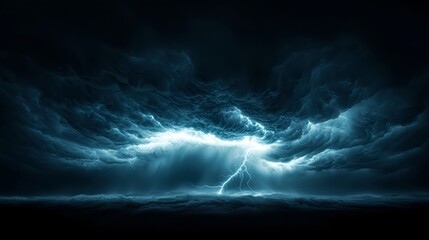 Fototapeta premium Dark Blue Stormy Night Sky with Lightning
