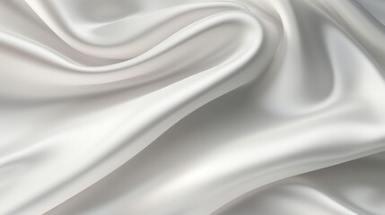 Obraz premium Soft White Silk Fabric with Elegant Flowing Lines for Textile and Fashion Backgrounds, Unique Textures and Subtle Sheen, Luxury Material