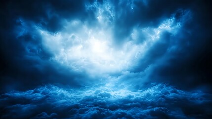 Obraz premium Dark Blue Stormy Sky Dramatic Cloudscape