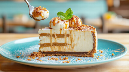 Banoffee, A high-resolution image of a spoon scooping food, showcasing details and clarity for culinary or food-related use.