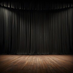 vintage stage with black curtain. Generative AI 