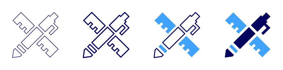 Creativity tools icon in 4 different styles. Thin Line, Line, Bold, and Bold Line. Duotone style. Editable stroke