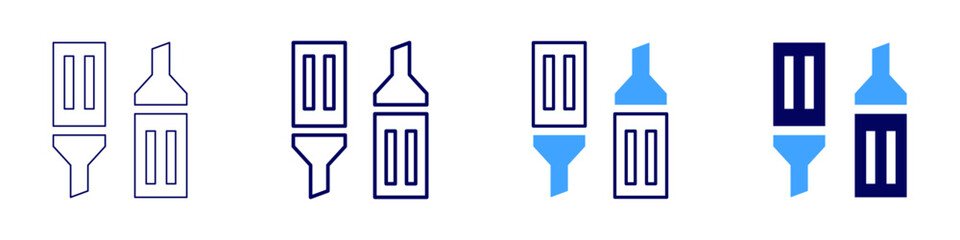 Markers icon in 4 different styles. Thin Line, Line, Bold, and Bold Line. Duotone style. Editable stroke