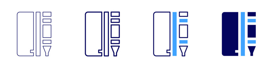 Pencil case icon in 4 different styles. Thin Line, Line, Bold, and Bold Line. Duotone style. Editable stroke