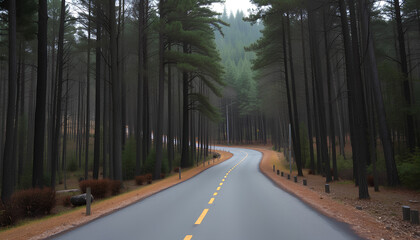 Obraz premium Forest and road. simple and relax picture