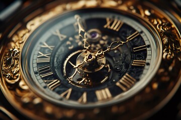 Intricate golden clockwork showing the passage of time