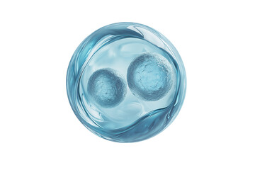 Molecules inside bubbles on blue background Collagen serum bubble	
