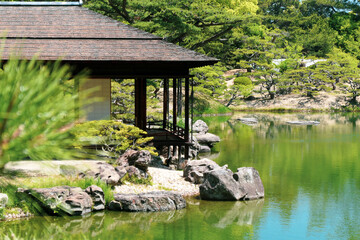 緑豊かな日本庭園