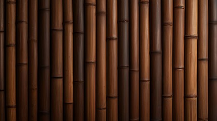 Fototapeta premium Dark Brown Vertical Bamboo Wall Texture Background