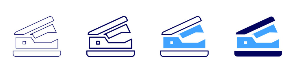 Stapler remover icon in 4 different styles. Thin Line, Line, Bold, and Bold Line. Duotone style. Editable stroke