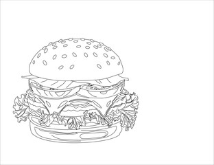 doodle burger pattern background. doodle fast food burger seamless pattern background. seamless pattern of hamburger in doodle style. Seamless Pattern of a Cheese Burger or Hamburger.