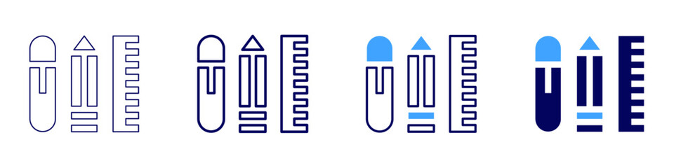 Stationery kit icon in 4 different styles. Thin Line, Line, Bold, and Bold Line. Duotone style. Editable stroke